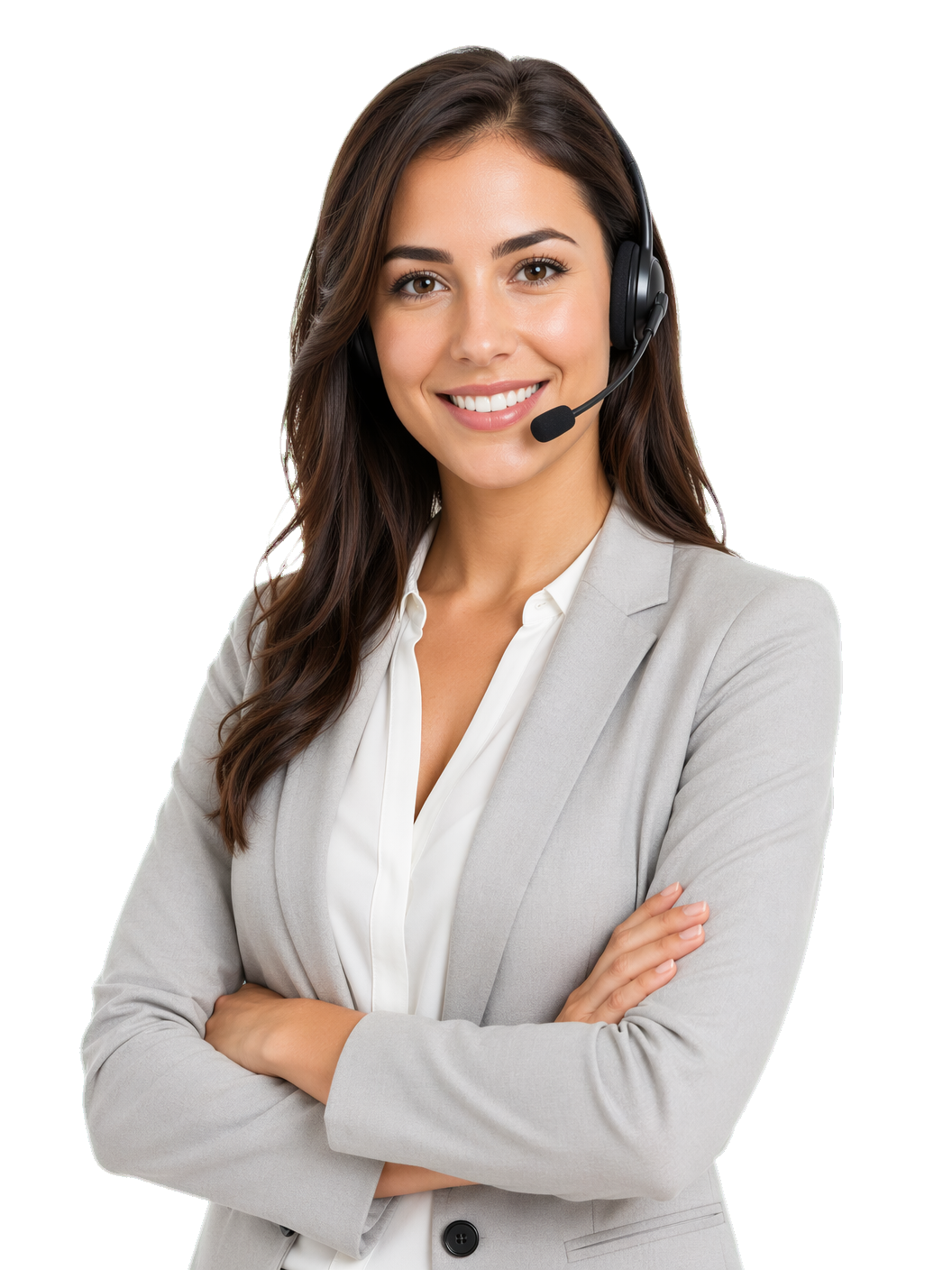 Atendente sorridente com headset